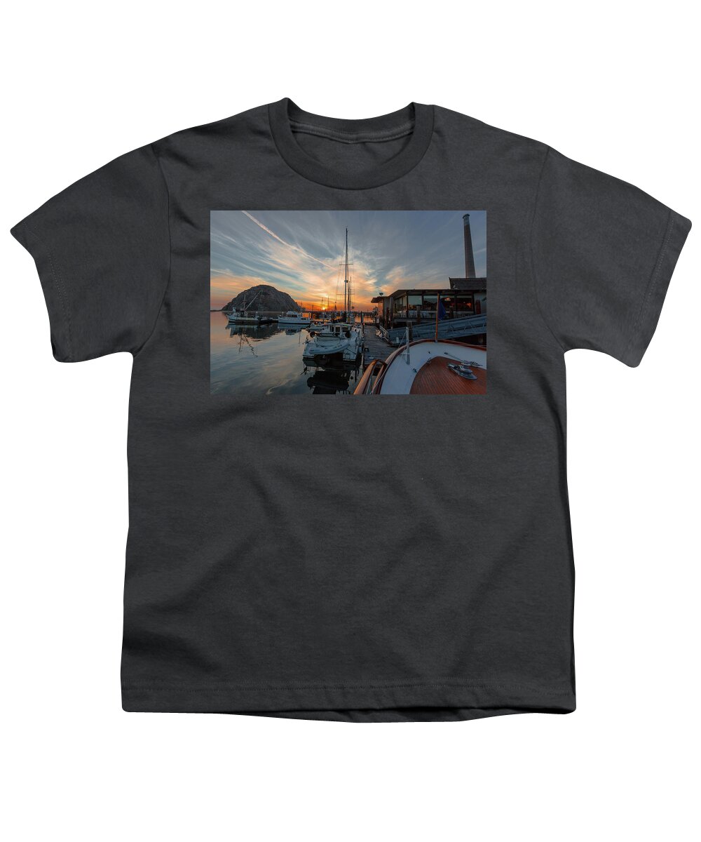 Morro Bay Youth T-Shirt featuring the photograph Morro Bay Sunset by Mike Long