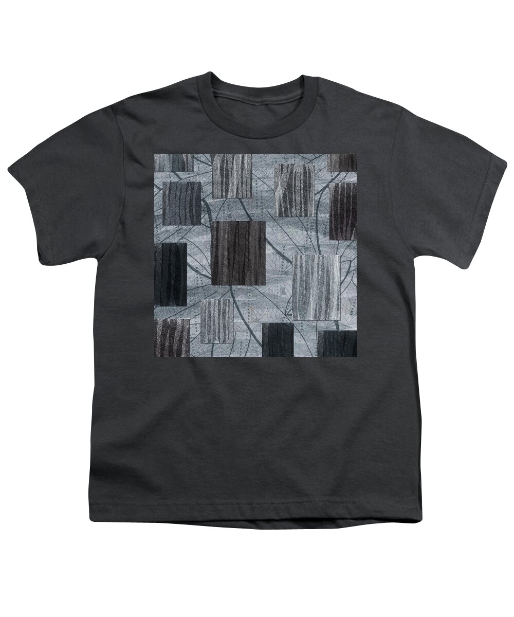 Leaves Youth T-Shirt featuring the digital art Neutral Toned Leaf Square Print by Sand And Chi