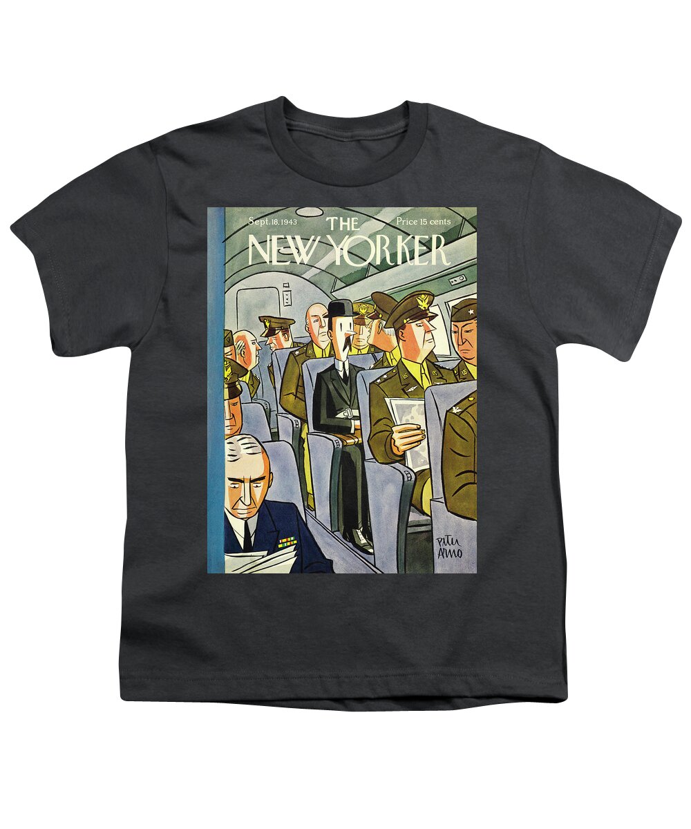 Travel Youth T-Shirt featuring the painting New Yorker September 18 1943 by Peter Arno