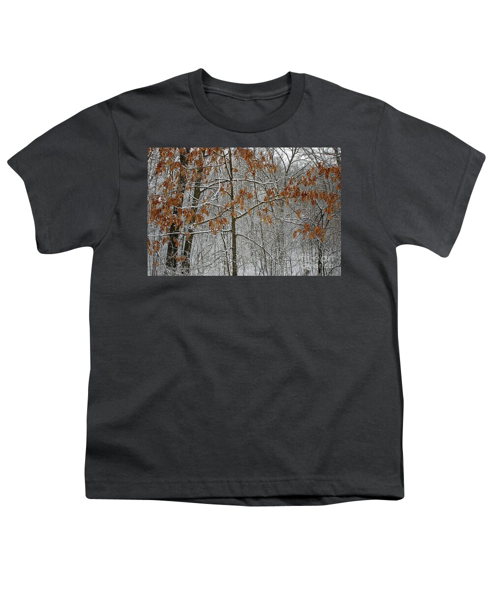Oak Youth T-Shirt featuring the photograph Oak in the Snow by Randy Pollard