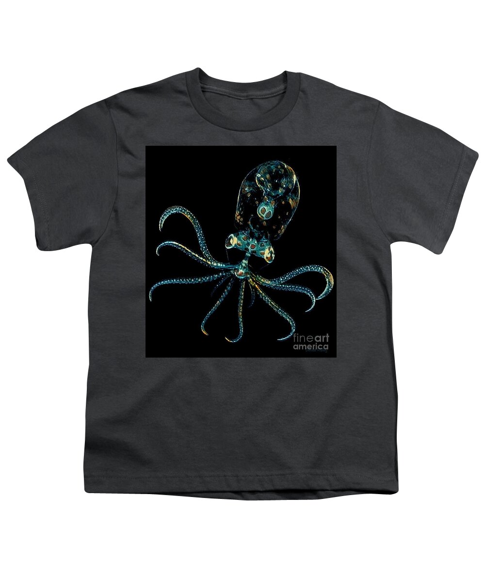 Octopus Youth T-Shirt featuring the mixed media OctoHi by Denise Railey