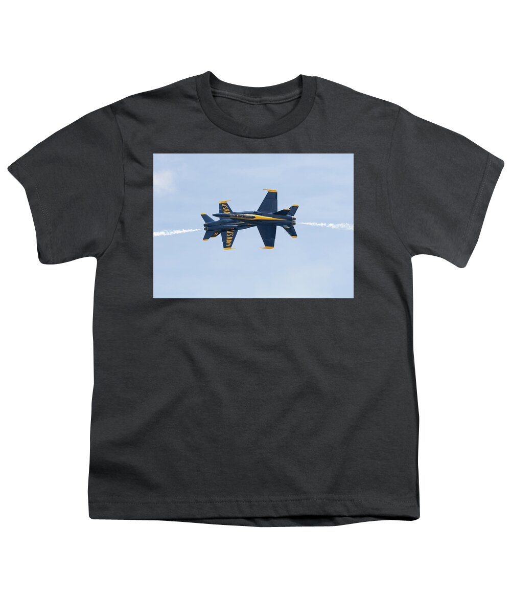 Blue Angels Youth T-Shirt featuring the photograph Opposing Knife-Edge Pass. by Art Cole