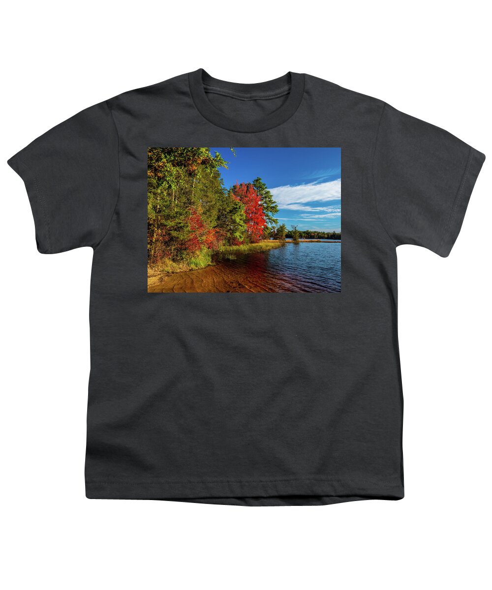 Fall Youth T-Shirt featuring the photograph Oswego Lake Pinelands by Louis Dallara