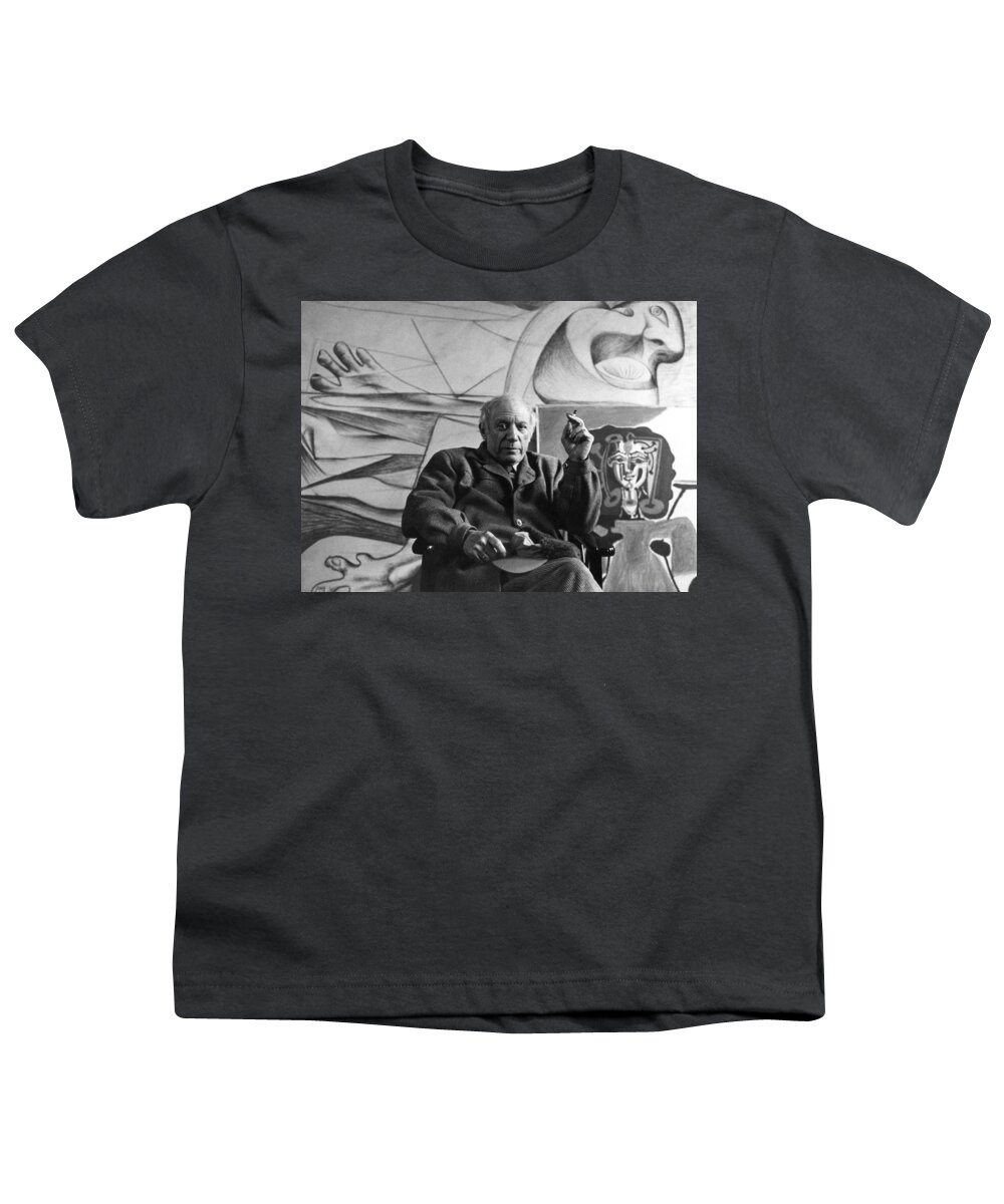 Art Youth T-Shirt featuring the painting Pablo Picasso by Sanford Roth