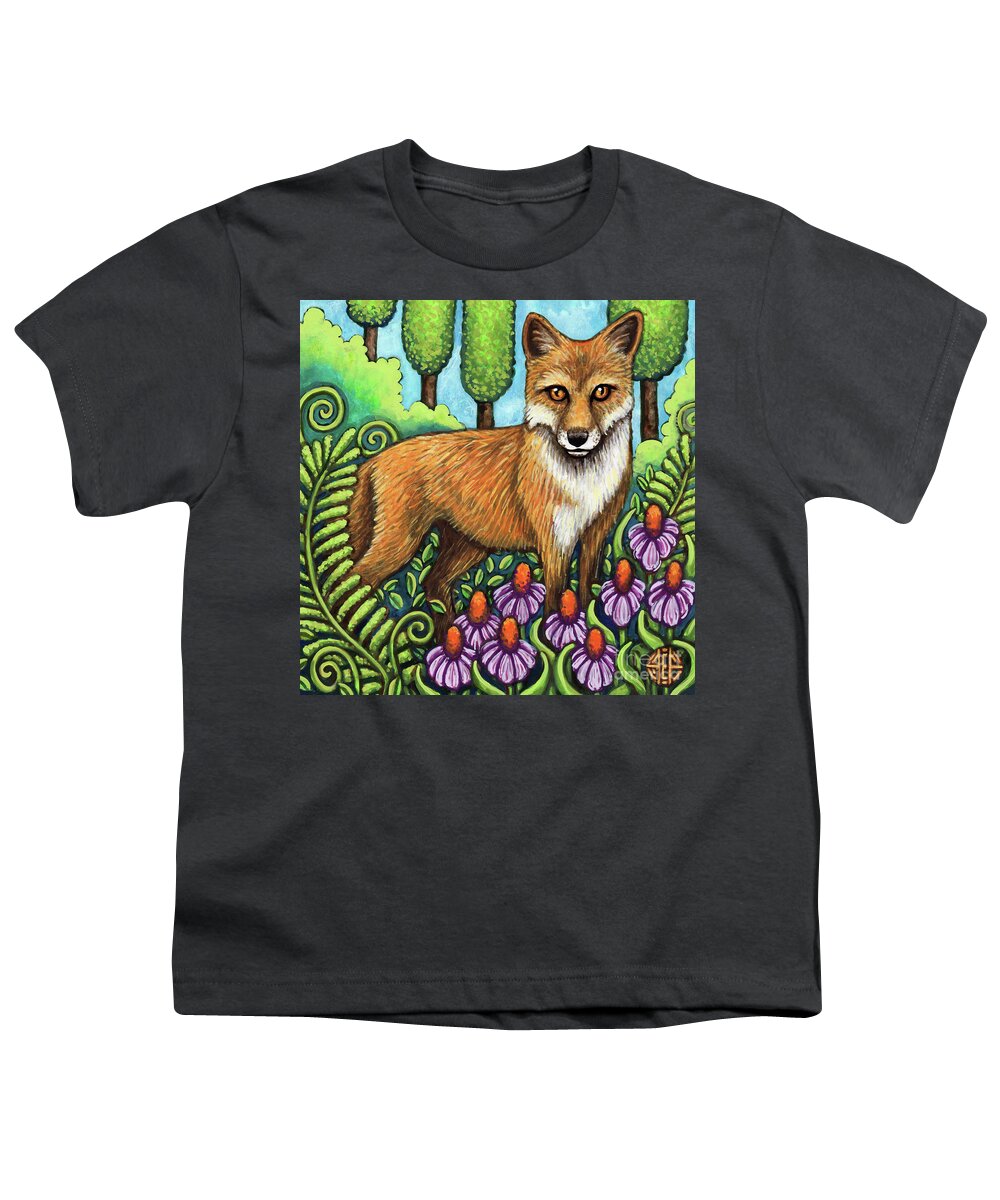 Animal Portrait Youth T-Shirt featuring the painting Pensive Fox by Amy E Fraser