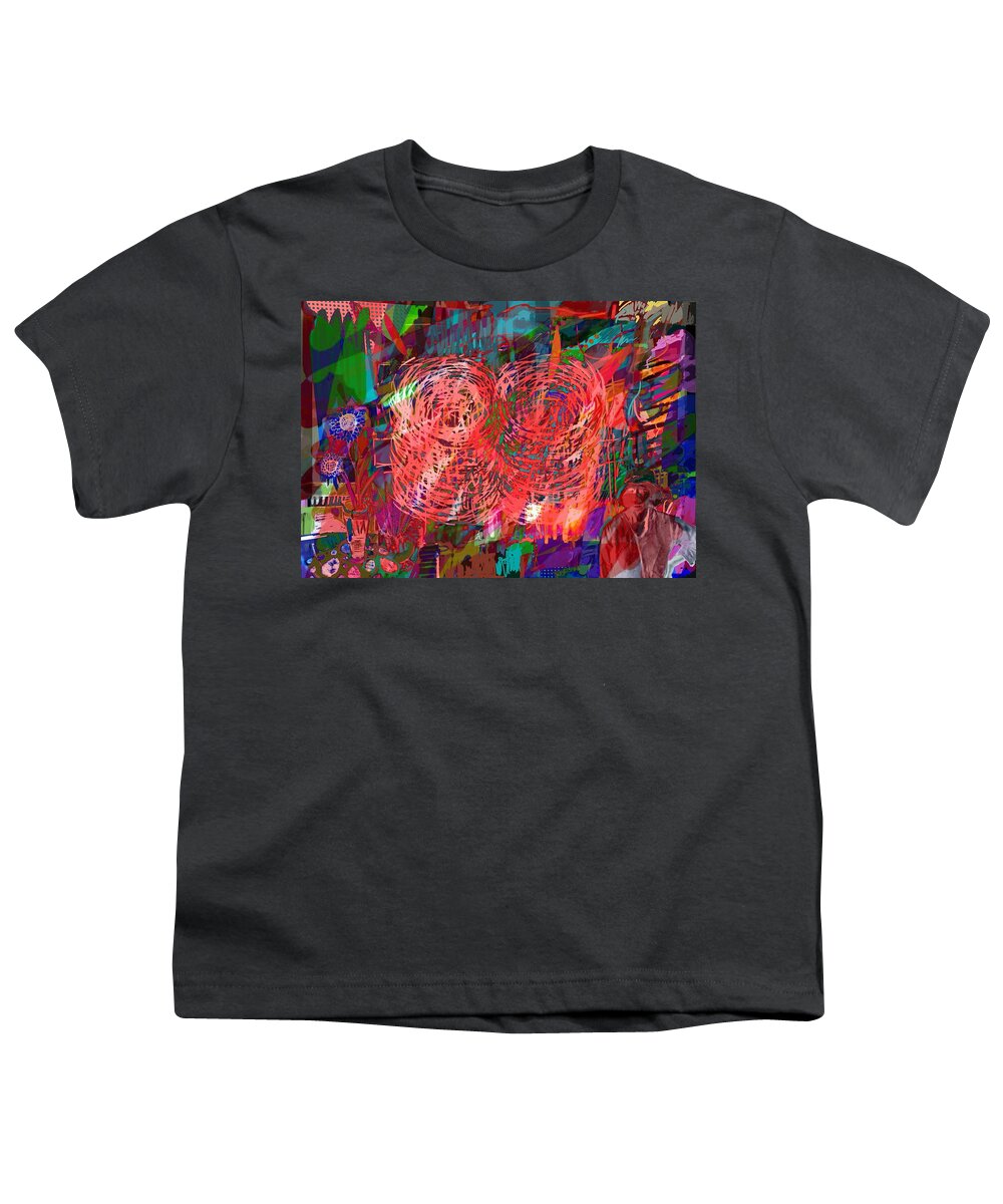 Woman Youth T-Shirt featuring the digital art Red Swirls by Joe Roache