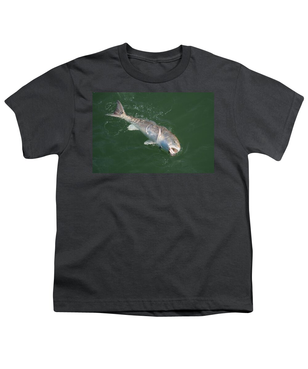 Red Drum Youth T-Shirt featuring the photograph Redfish on the line by Bradford Martin