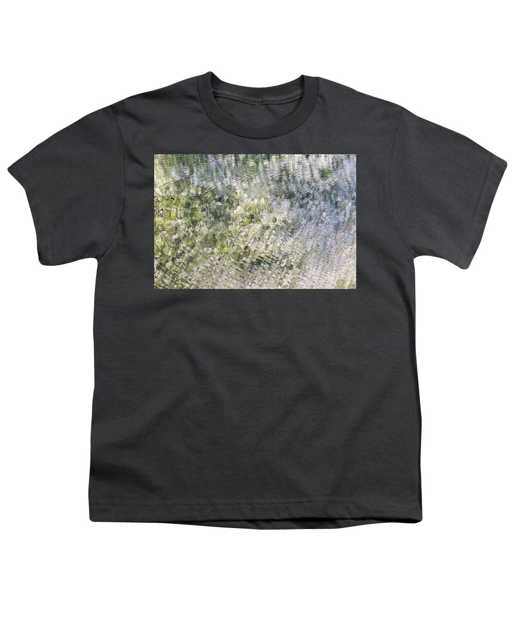 Ripples Youth T-Shirt featuring the photograph Ripples on the river with blossom reflections by Anita Nicholson