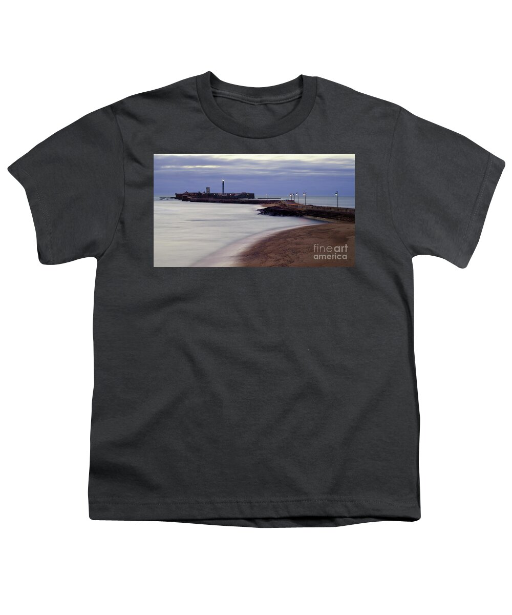 Saint Sebastian Youth T-Shirt featuring the photograph Saint Sebastian Lighhouse and Castle Cadiz Spain by Pablo Avanzini