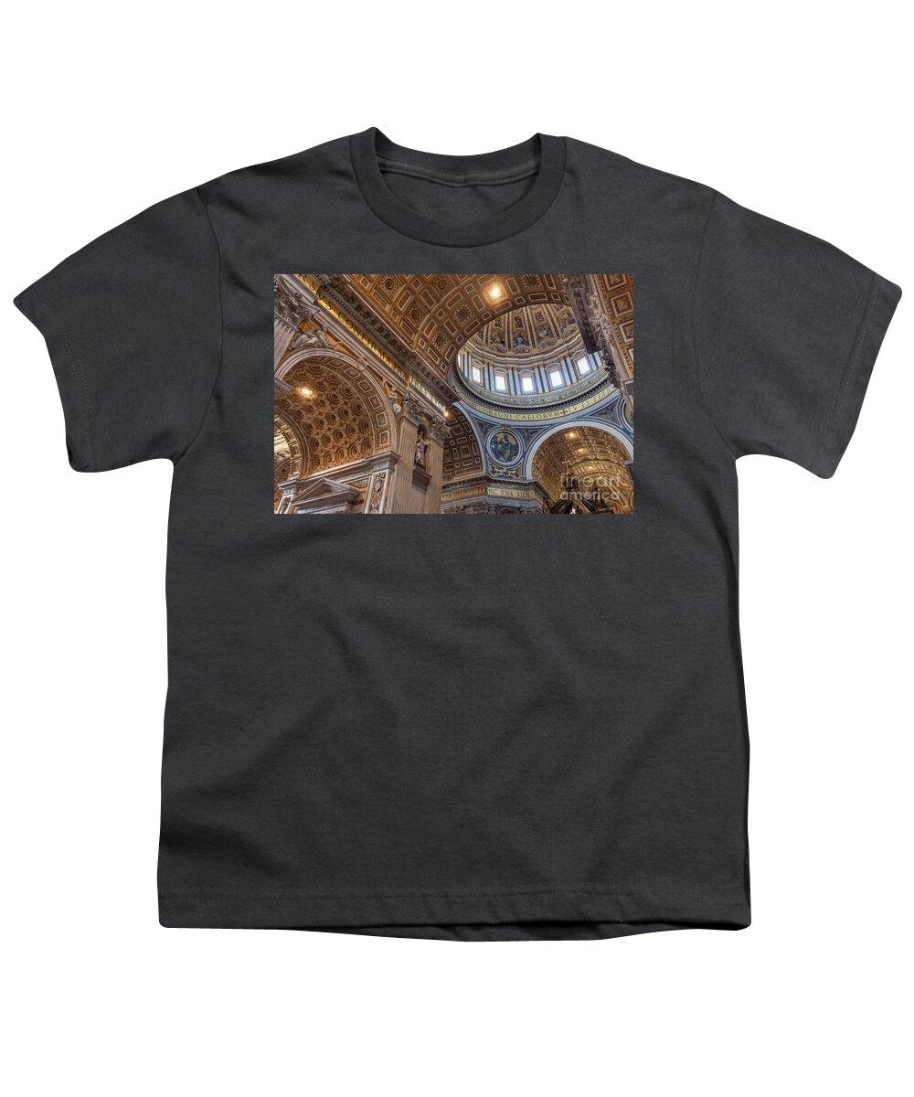 Vatican Youth T-Shirt featuring the photograph San Pietro Ceiling by Brian Jannsen