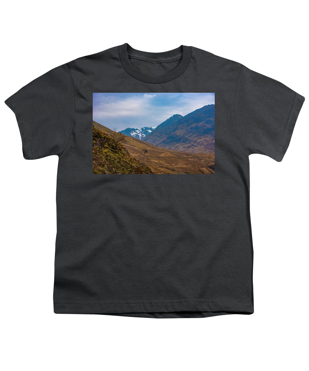 Scottish Youth T-Shirt featuring the photograph Scottish Highlands - Snow Capped Mountain by Bill Cannon