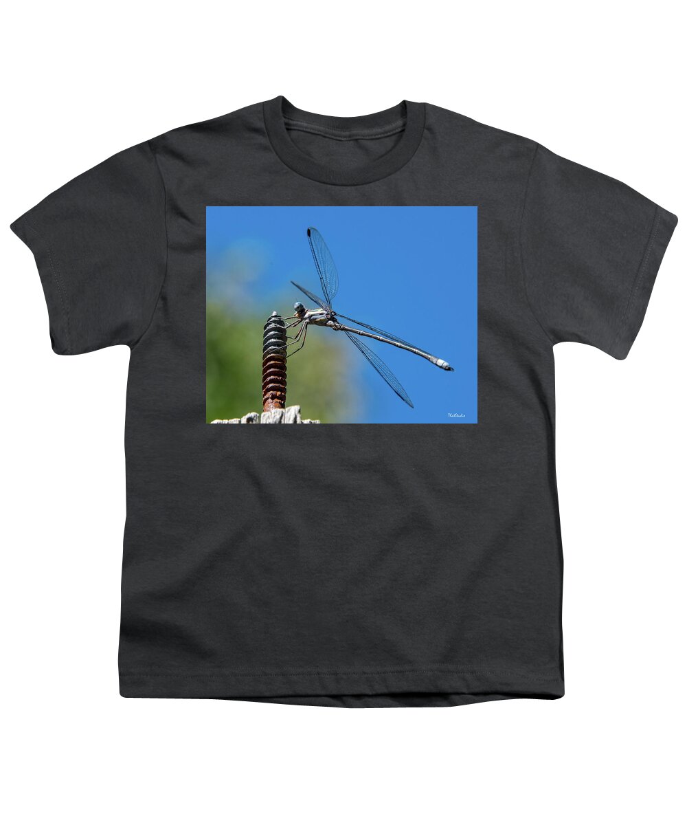 2016 Youth T-Shirt featuring the photograph Screwy Dragonfly by Tim Kathka