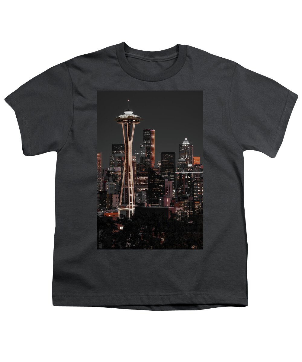Seattle Youth T-Shirt featuring the photograph Seattle in Red by Ken Stanback
