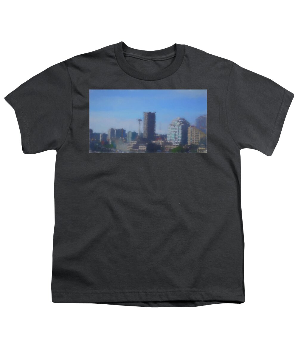 Seattle Youth T-Shirt featuring the photograph Seattle Skyline digital pastels by Cathy Anderson