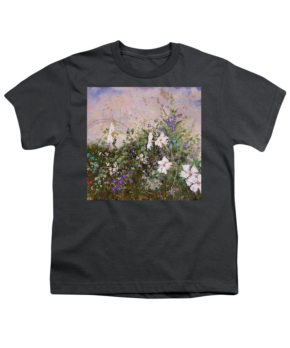 Flowers Youth T-Shirt featuring the painting Secret Garden by Laura Lee Zanghetti