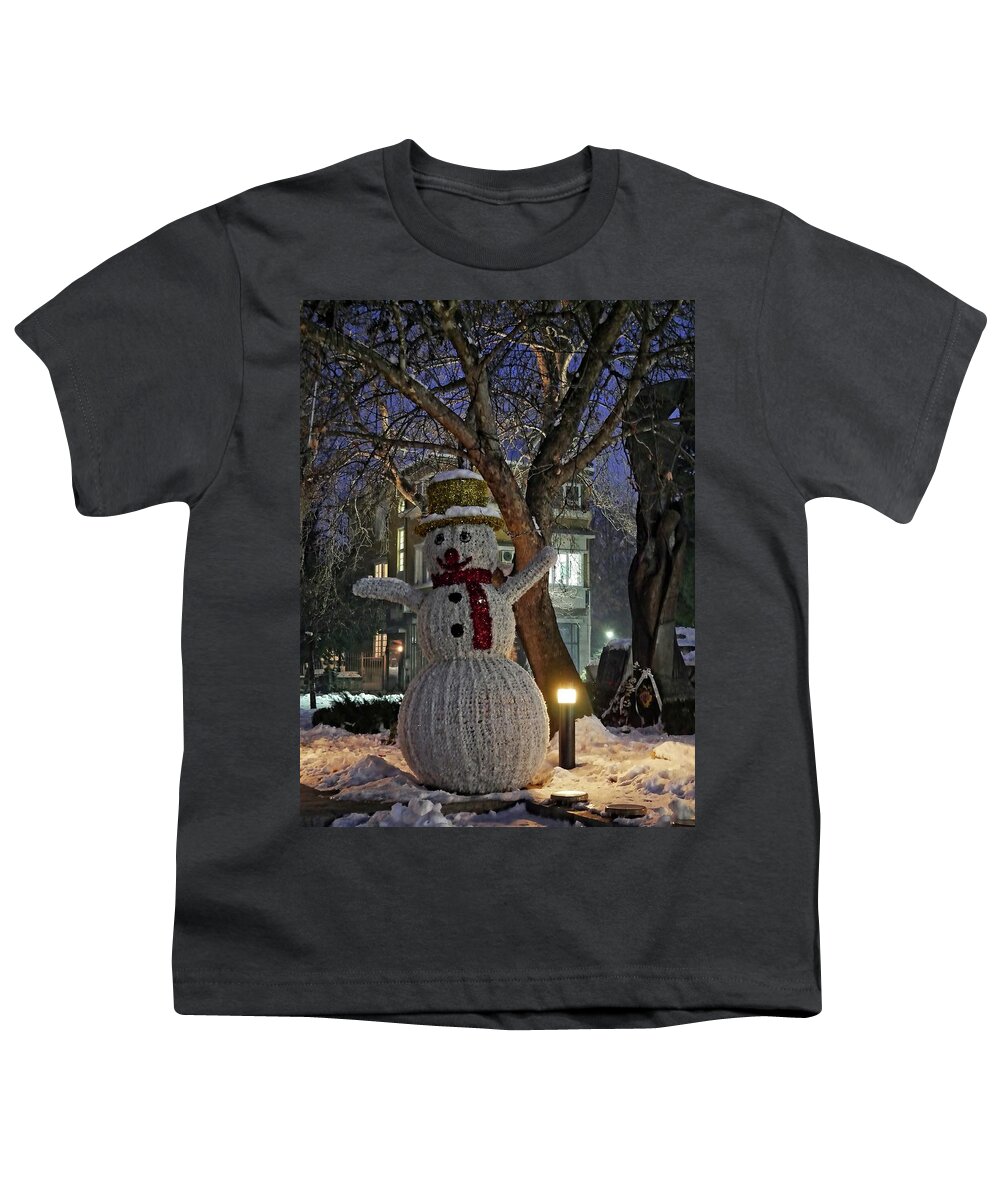 Decoration Youth T-Shirt featuring the photograph Snowman in Plovdiv, Bulgaria by Martin Smith
