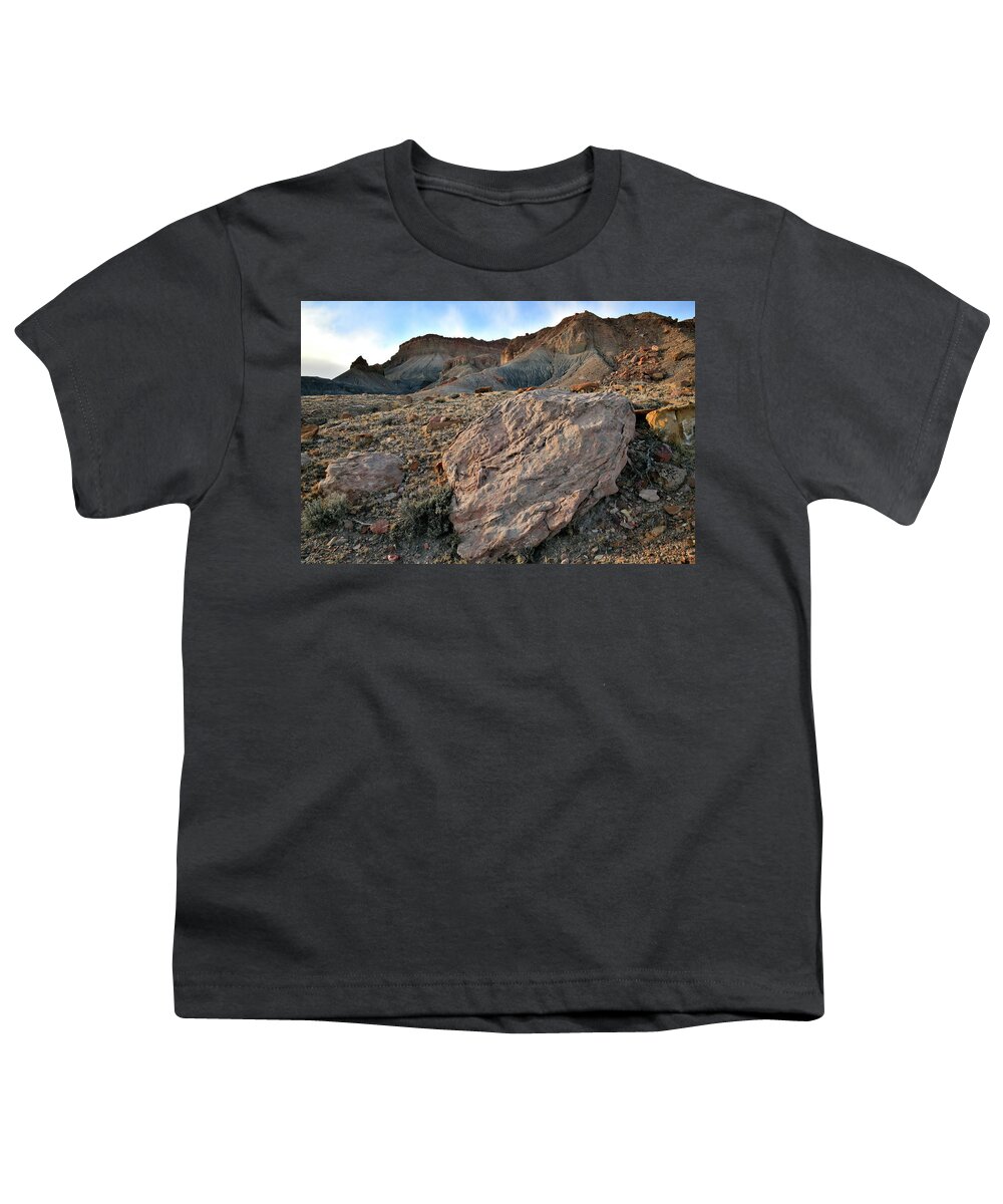 I-70 Youth T-Shirt featuring the photograph Soft Light on Beautiful Boulders along Interstate 70 in Utah by Ray Mathis