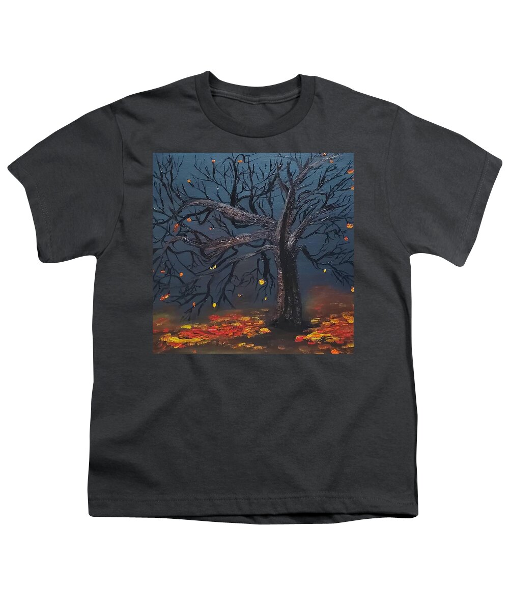 Autumn Youth T-Shirt featuring the painting Spooky Tree by Amy Kuenzie