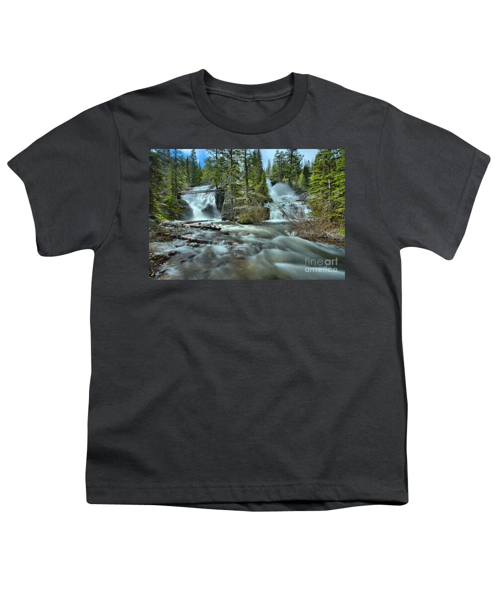 Twin Falls Youth T-Shirt featuring the photograph Springtime At Glacier Twin Falls by Adam Jewell