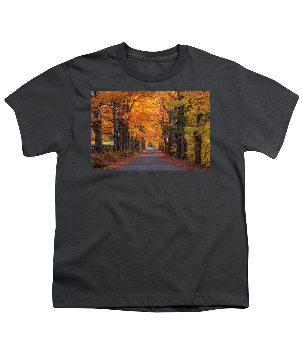 Sugar Youth T-Shirt featuring the photograph Sugar Hill Autumn Maple Road by White Mountain Images