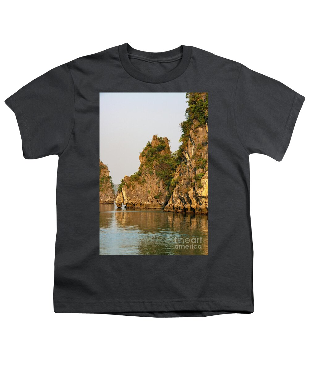 Halong Bay Youth T-Shirt featuring the photograph Sunlit Halong Bay Islands Eight by Bob Phillips