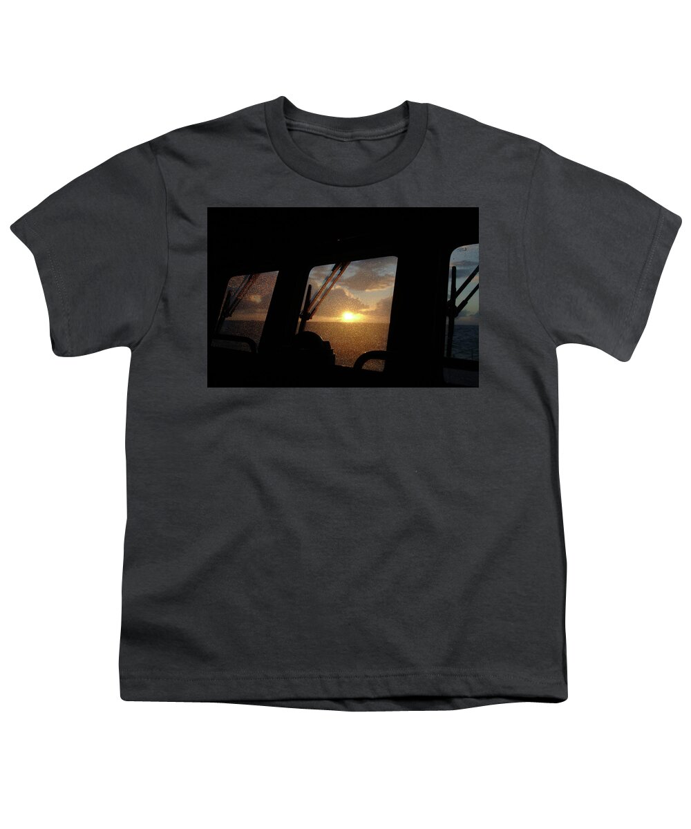 David J. Shuler Youth T-Shirt featuring the photograph Sunset At Sea by David Shuler