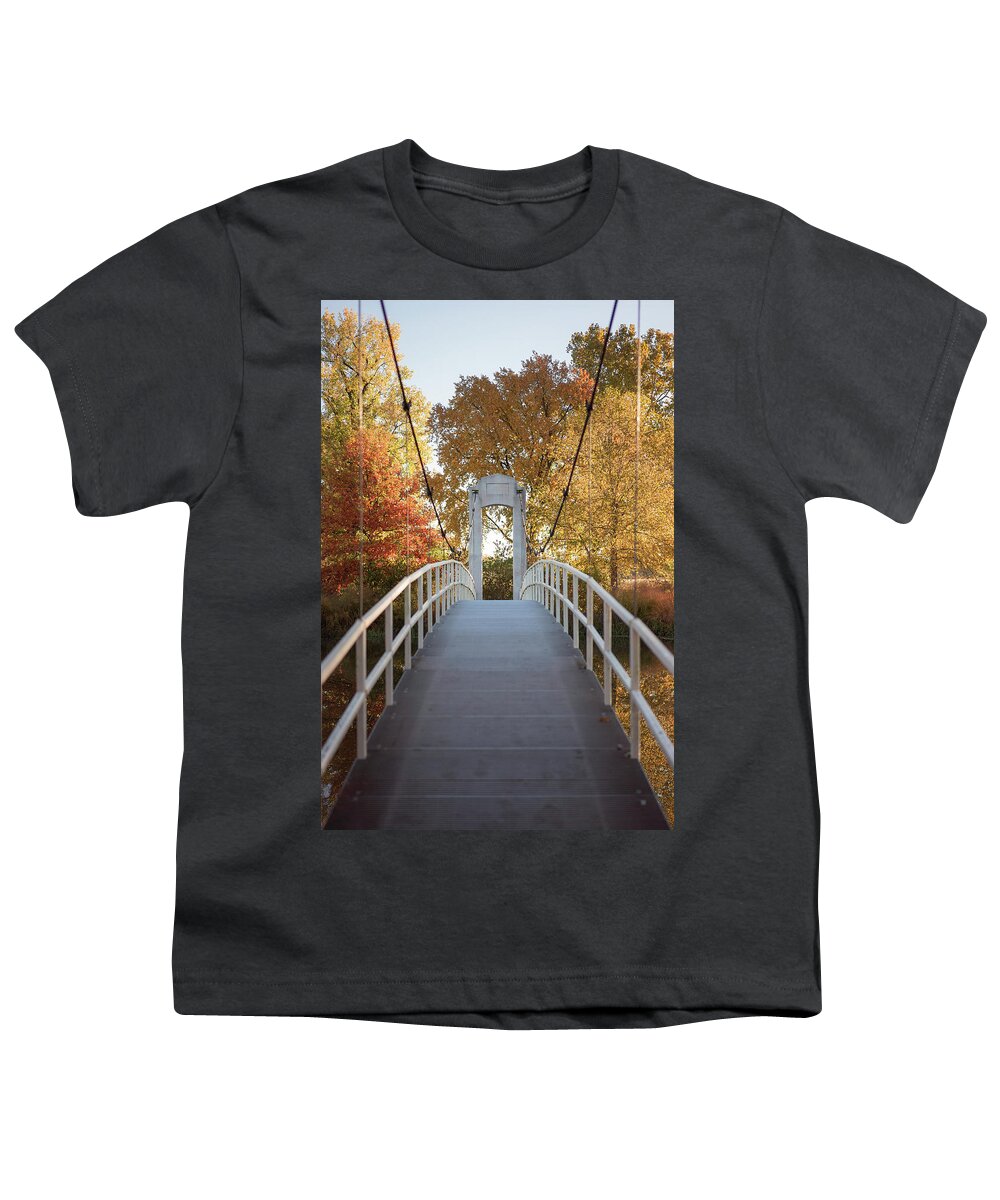 Forest Park Youth T-Shirt featuring the photograph Suspension Bridge by Scott Rackers