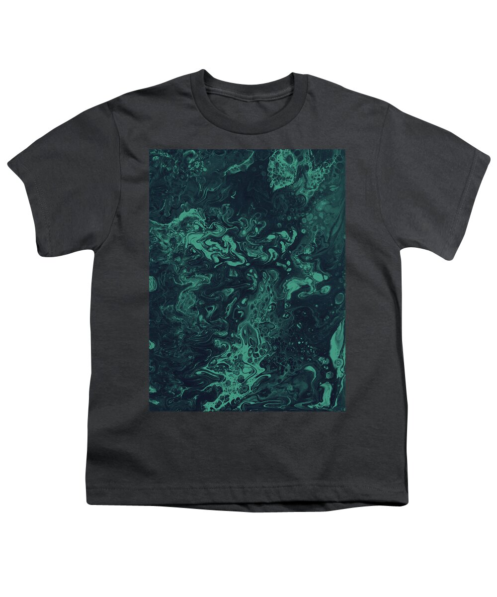 Fluid Youth T-Shirt featuring the painting Teal Smoke by Jennifer Walsh