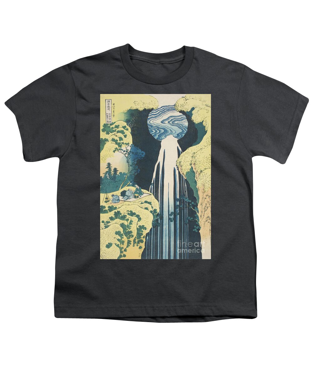 Hokusai Youth T-Shirt featuring the painting The Amida Waterfall in the Province of Kiso by Hokusai