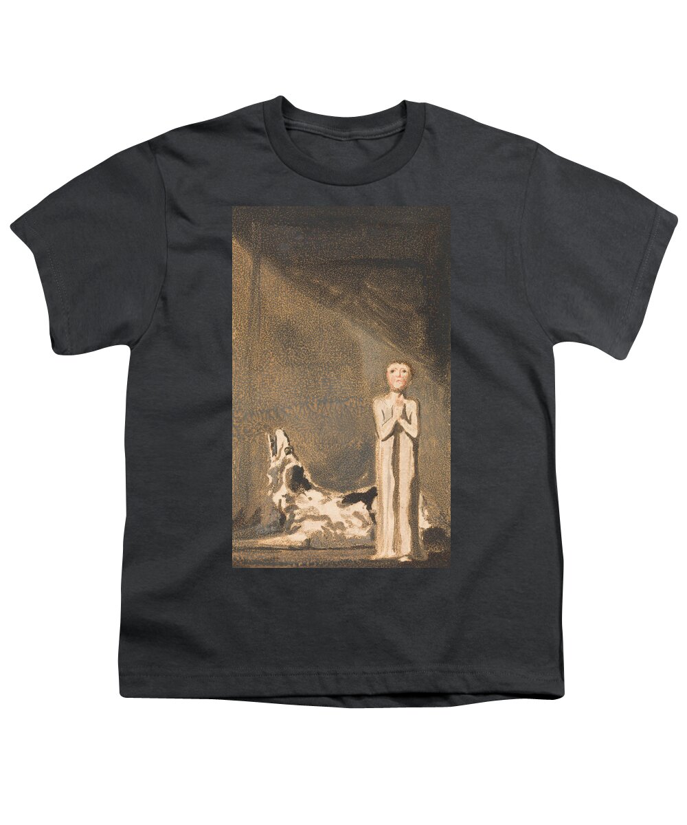 English Art Youth T-Shirt featuring the drawing The First Book of Urizen, Plate 24 by William Blake