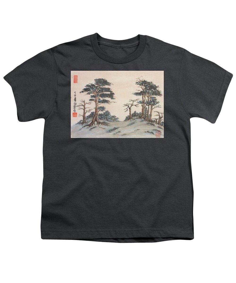 Chinese Watercolor Youth T-Shirt featuring the painting Flying White Birds  by Jenny Sanders