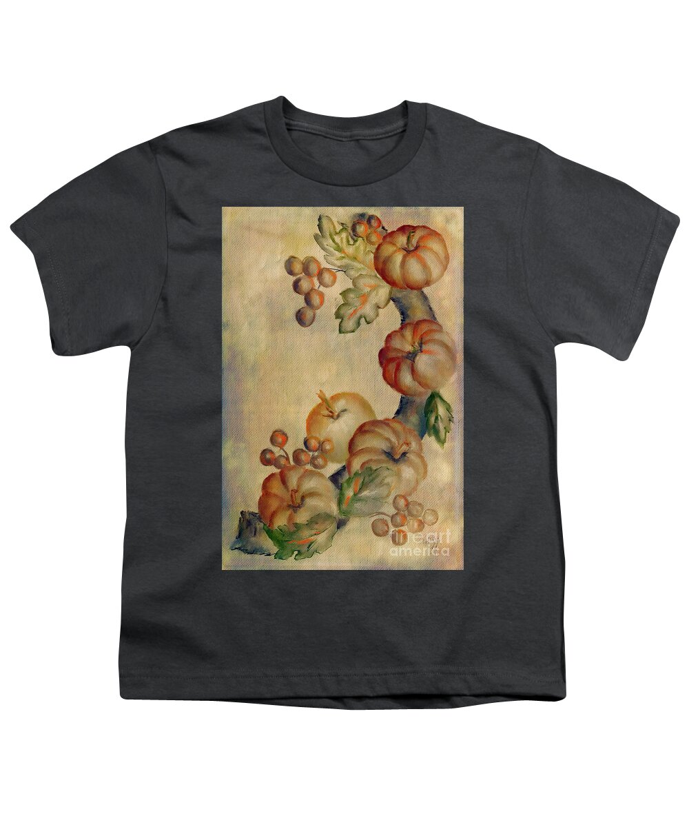 Pumpkin Youth T-Shirt featuring the digital art Tiny Pumpkins by Lois Bryan