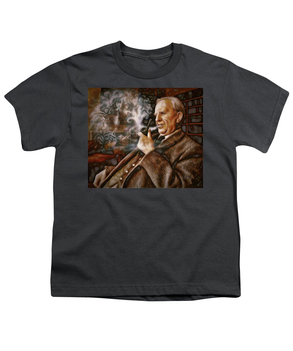 J.r.r.tolkien Youth T-Shirt featuring the painting Tolkien Daydreams by David Luebbert