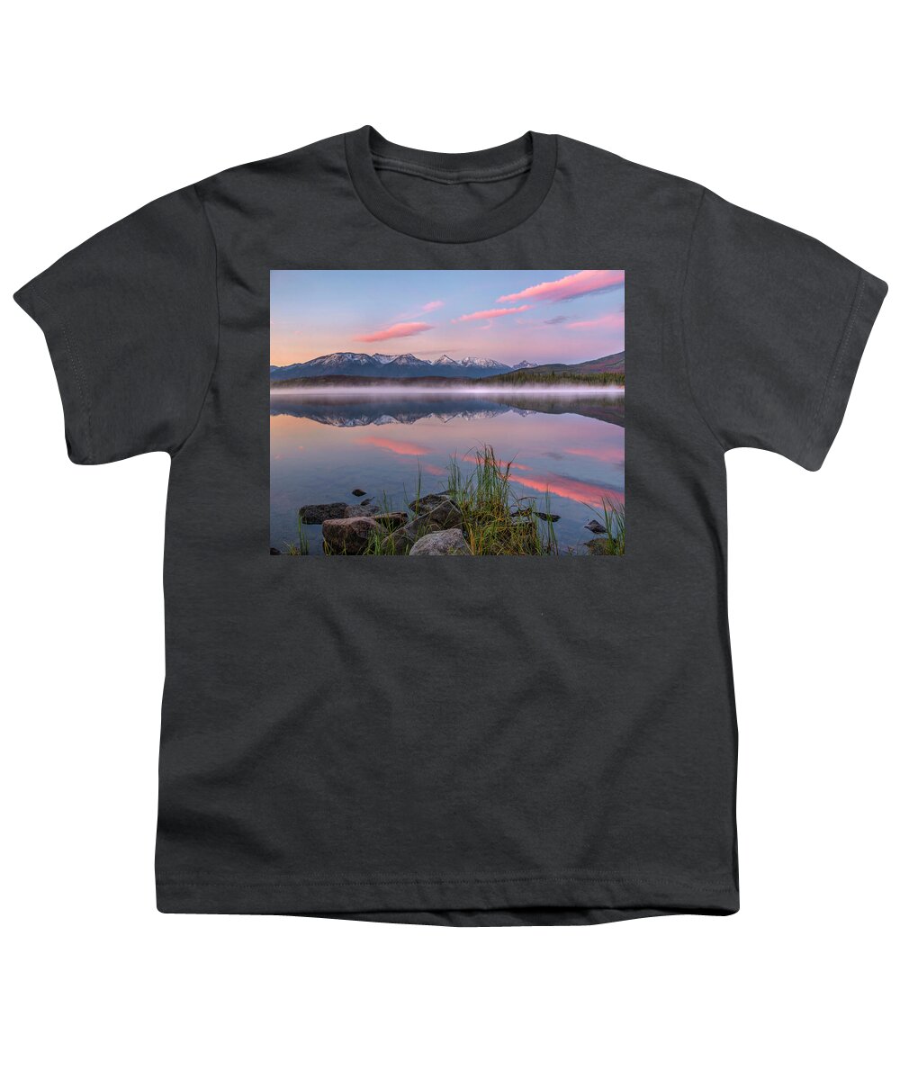 00575361 Youth T-Shirt featuring the photograph Trident Range From Pyramid Lake, Jasper by Tim Fitzharris