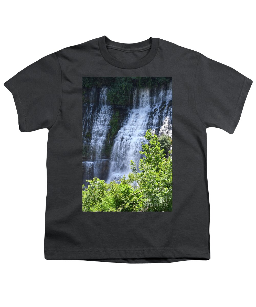 Waterfalls Youth T-Shirt featuring the photograph Twin Falls 5 by Phil Perkins