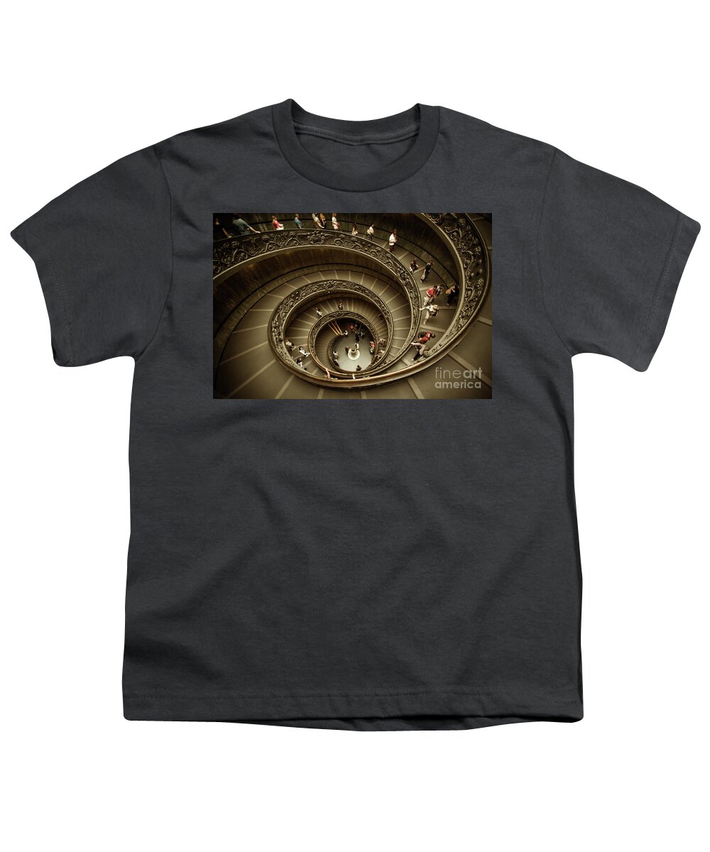 Spiral Staircase Youth T-Shirt featuring the photograph Vatican Museums Spiral Staircase by Stefano Senise