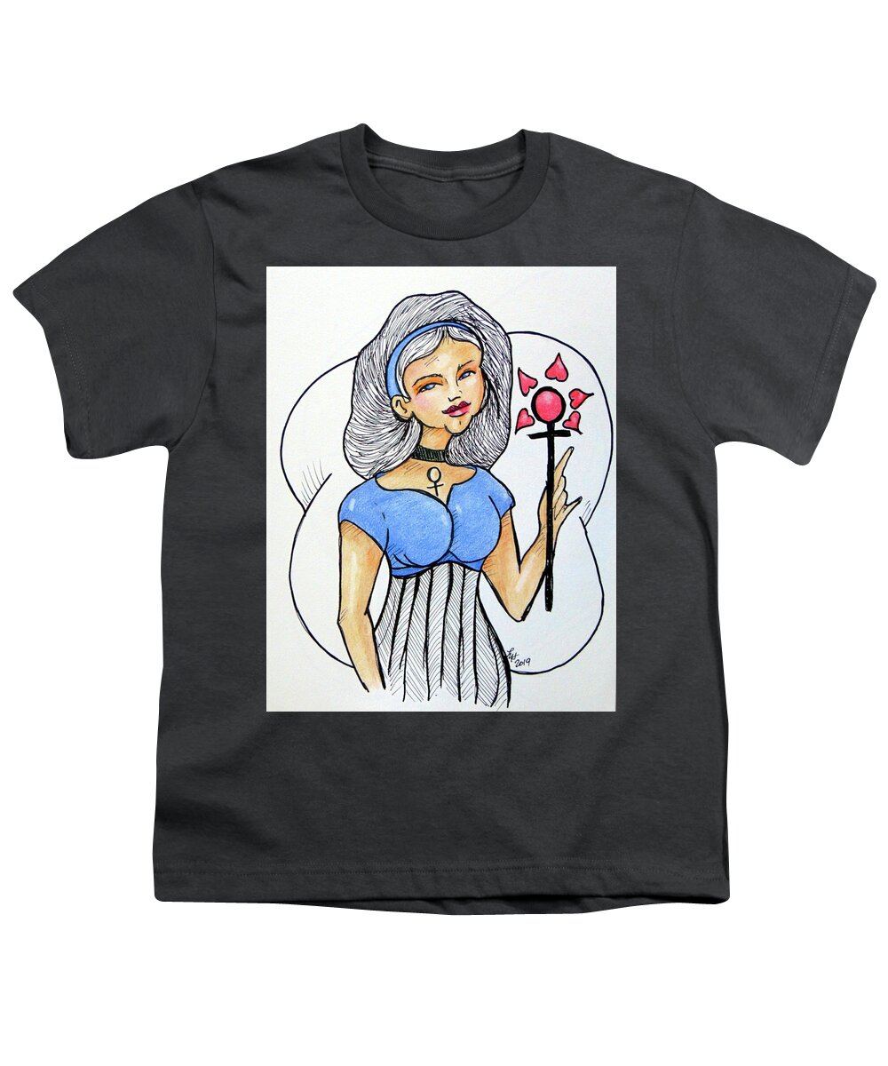 Venus Youth T-Shirt featuring the drawing Venus by Loretta Nash