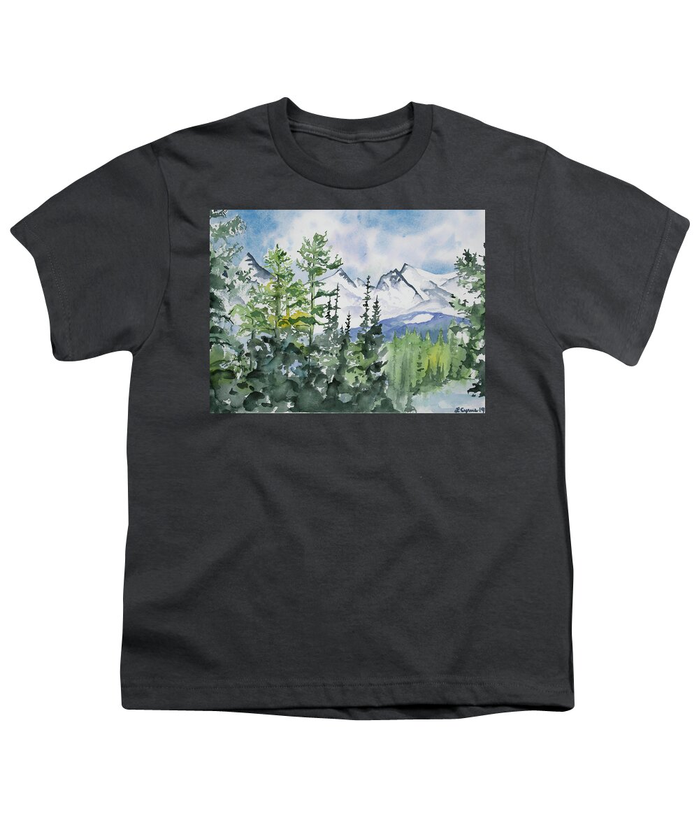 Brainard Lakes Youth T-Shirt featuring the painting Watercolor - Brainard Lakes Winter Landscape by Cascade Colors