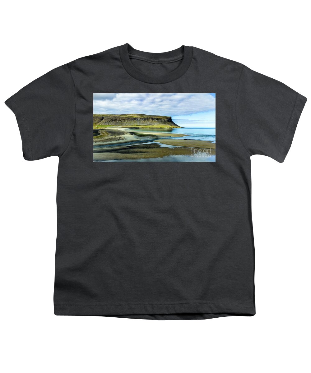 Westfjords Youth T-Shirt featuring the photograph Westfjords, Iceland by Lyl Dil Creations