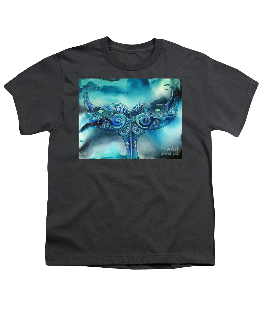  Youth T-Shirt featuring the painting Whale Tail by Reina Cottier