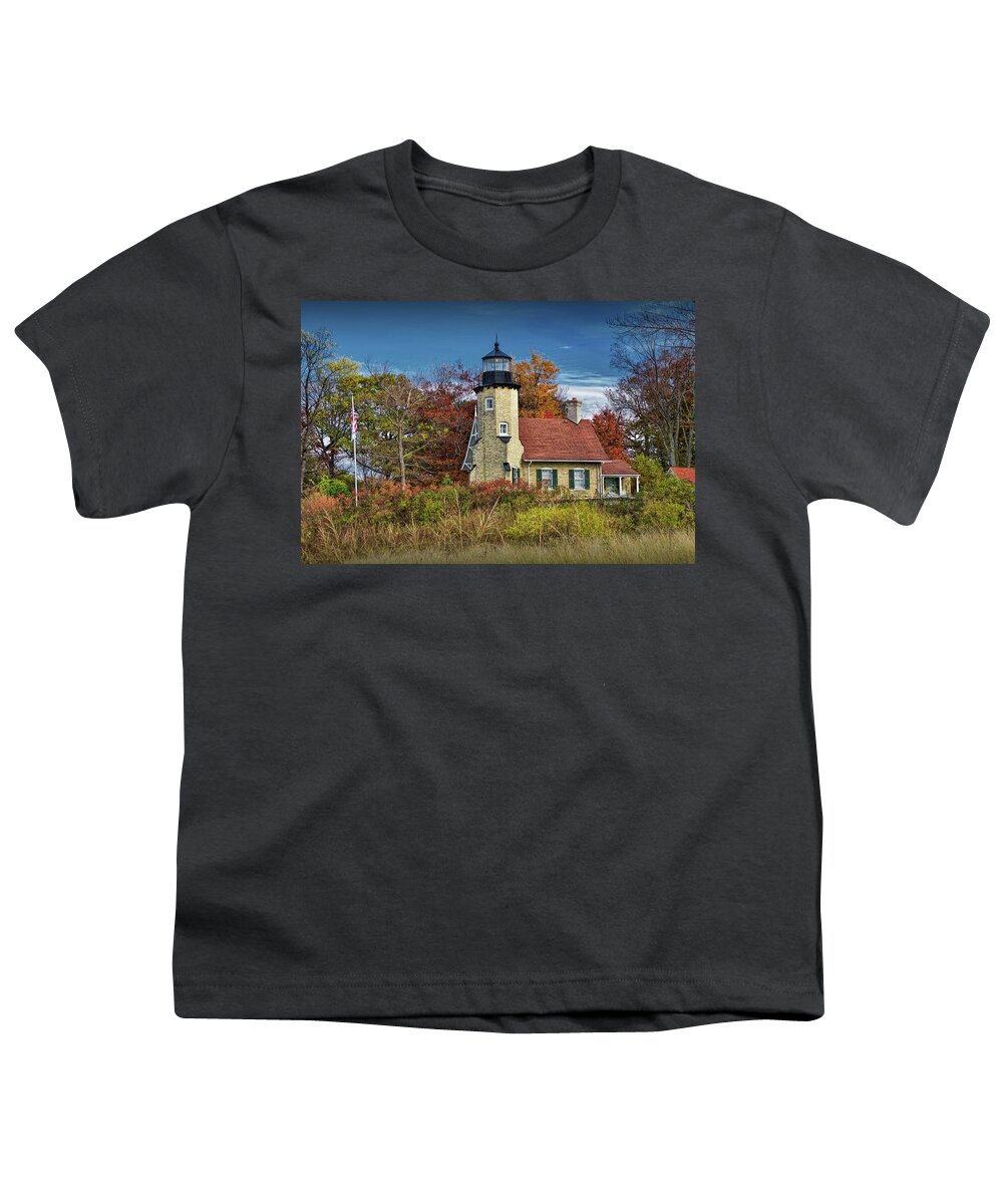 Art Youth T-Shirt featuring the photograph White River Light in Autumn by Whitehall Michigan by Randall Nyhof