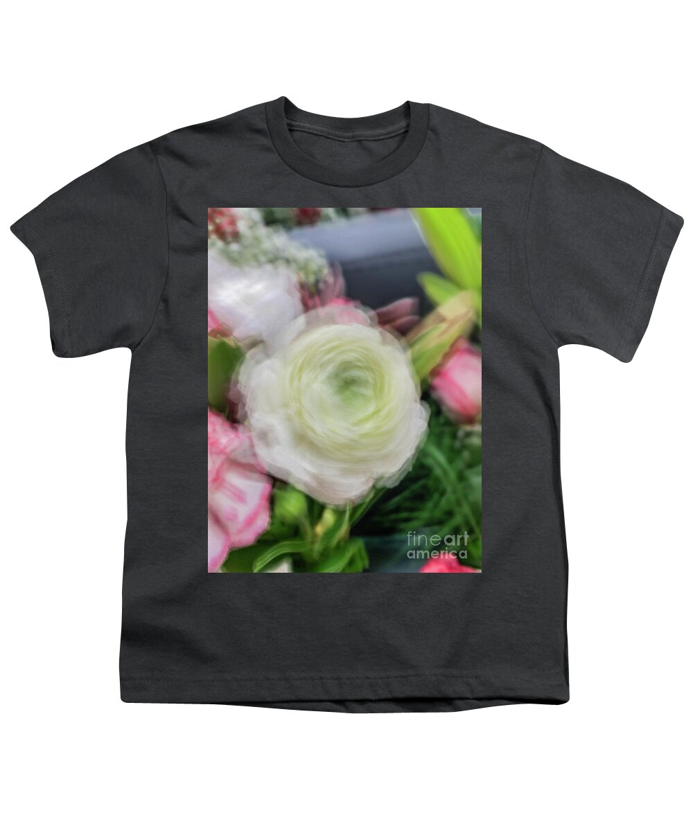 Abstract Youth T-Shirt featuring the photograph White rose abstract by Phillip Rubino