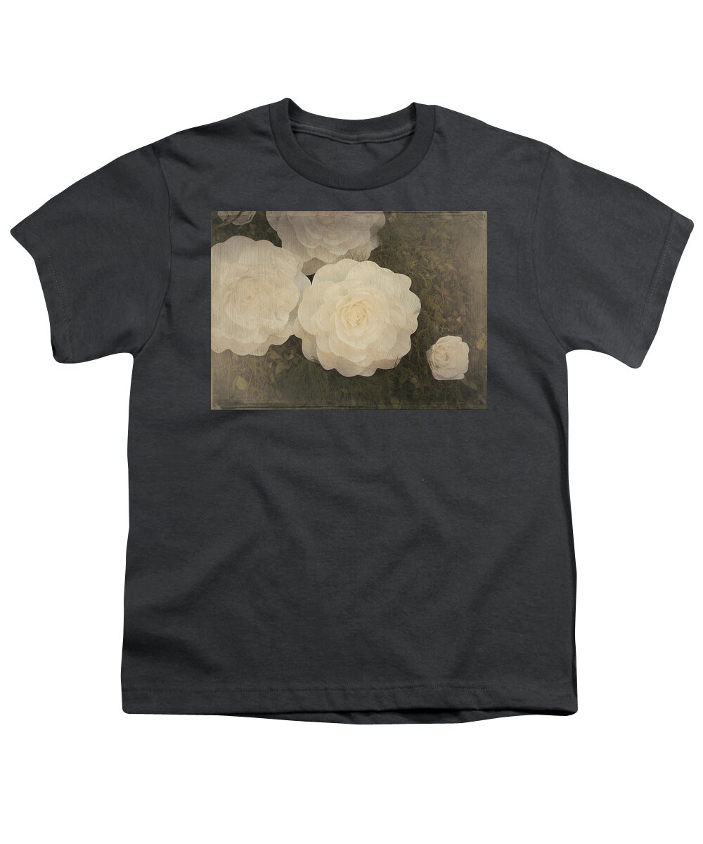 Outdoors Youth T-Shirt featuring the photograph White Roses by Silvia Marcoschamer