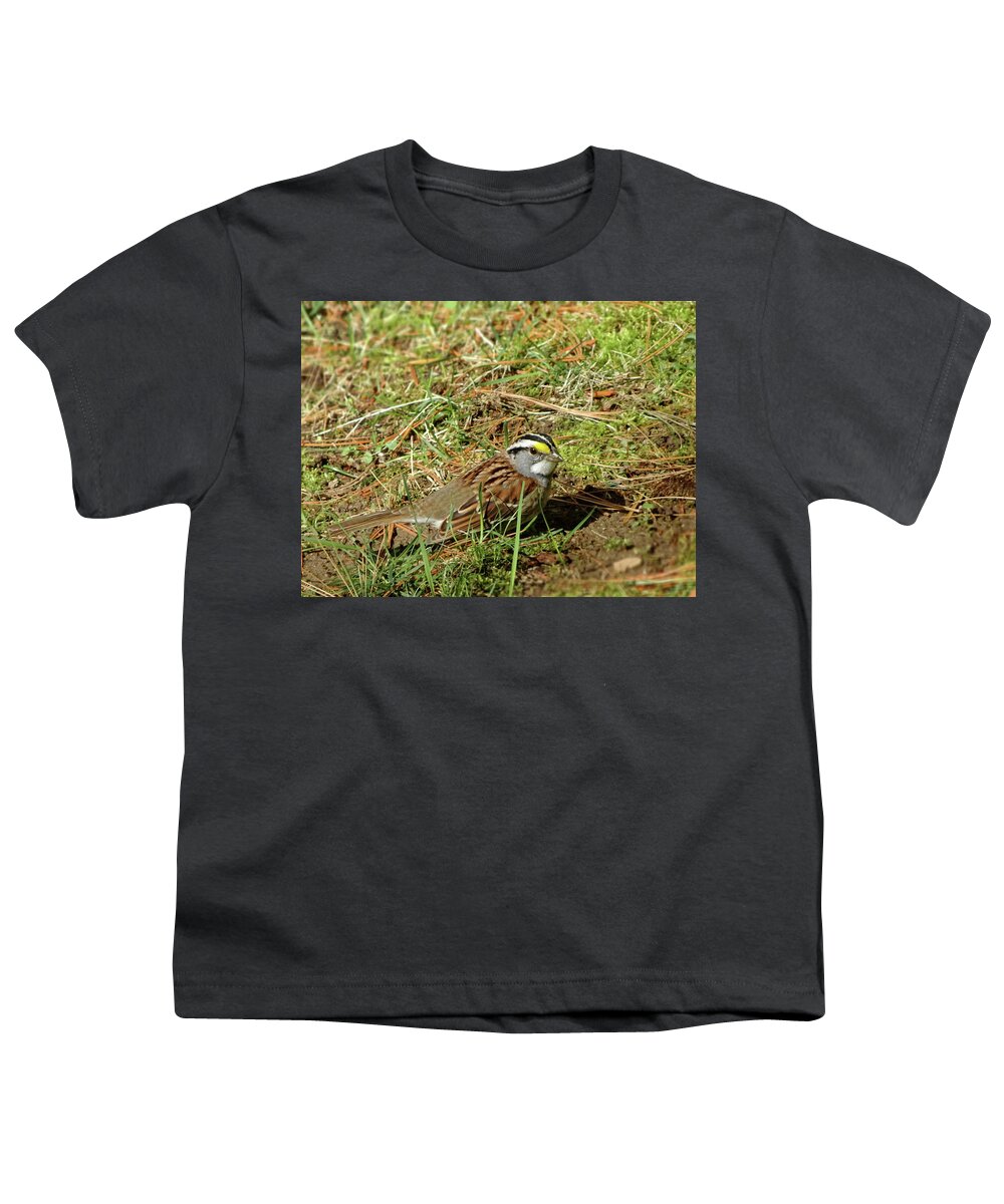 White-throated Sparrow Youth T-Shirt featuring the photograph White-throated Sparrow by Lyuba Filatova