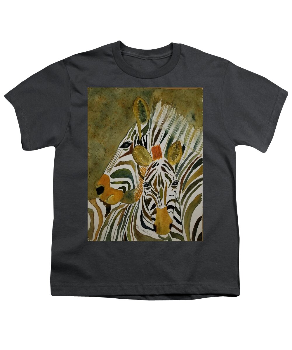 Zebra Youth T-Shirt featuring the painting Zebra Jungle by Ann Frederick