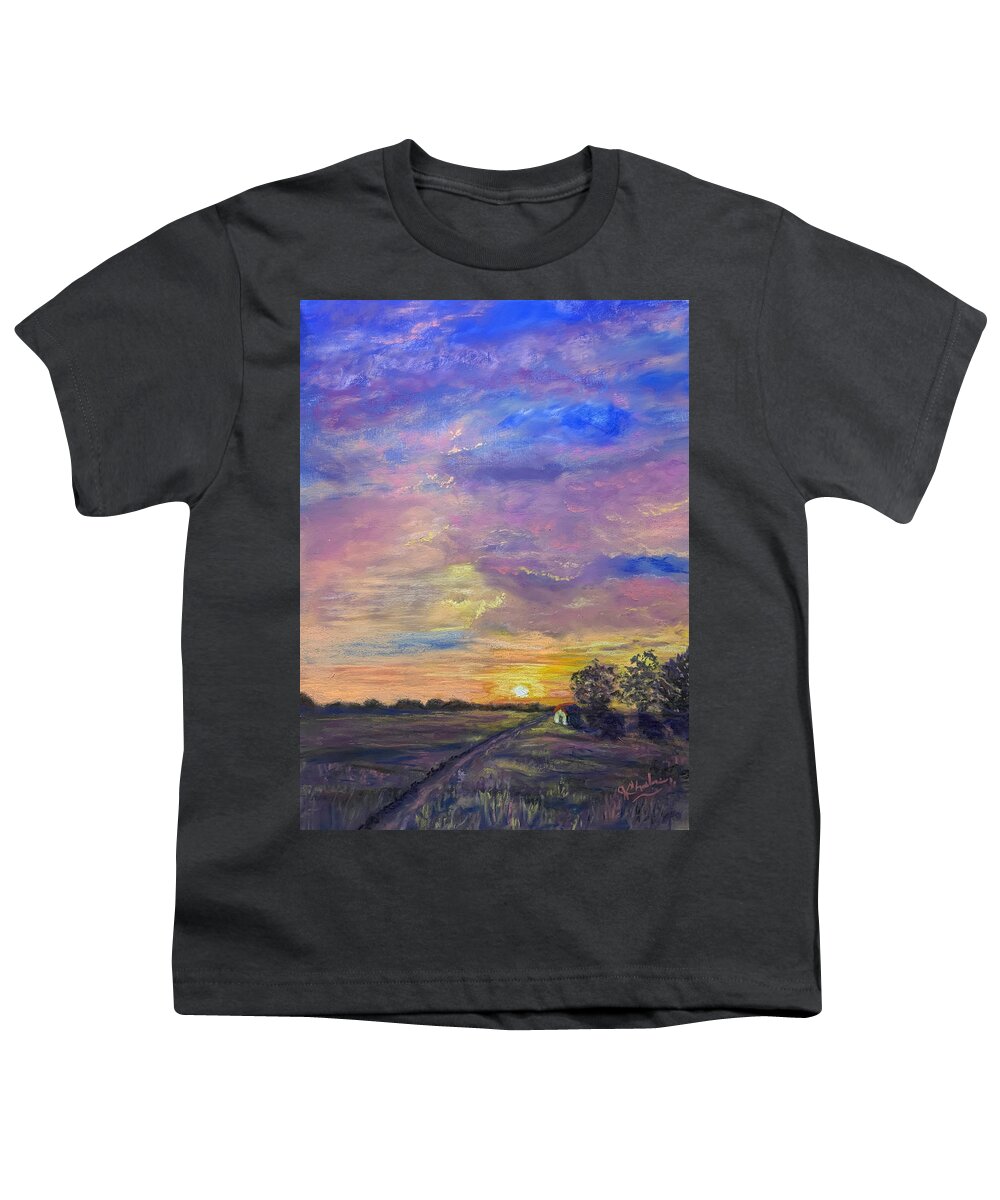 Landscape Youth T-Shirt featuring the painting Big Sky #1 by Jan Chesler