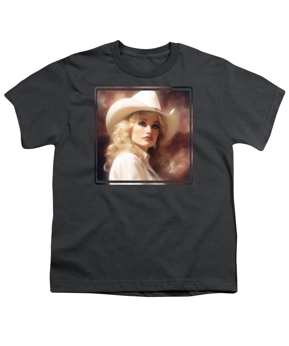 Dolly Parton Youth T-Shirt featuring the painting Dolly Parton #2 by Mark Ashkenazi