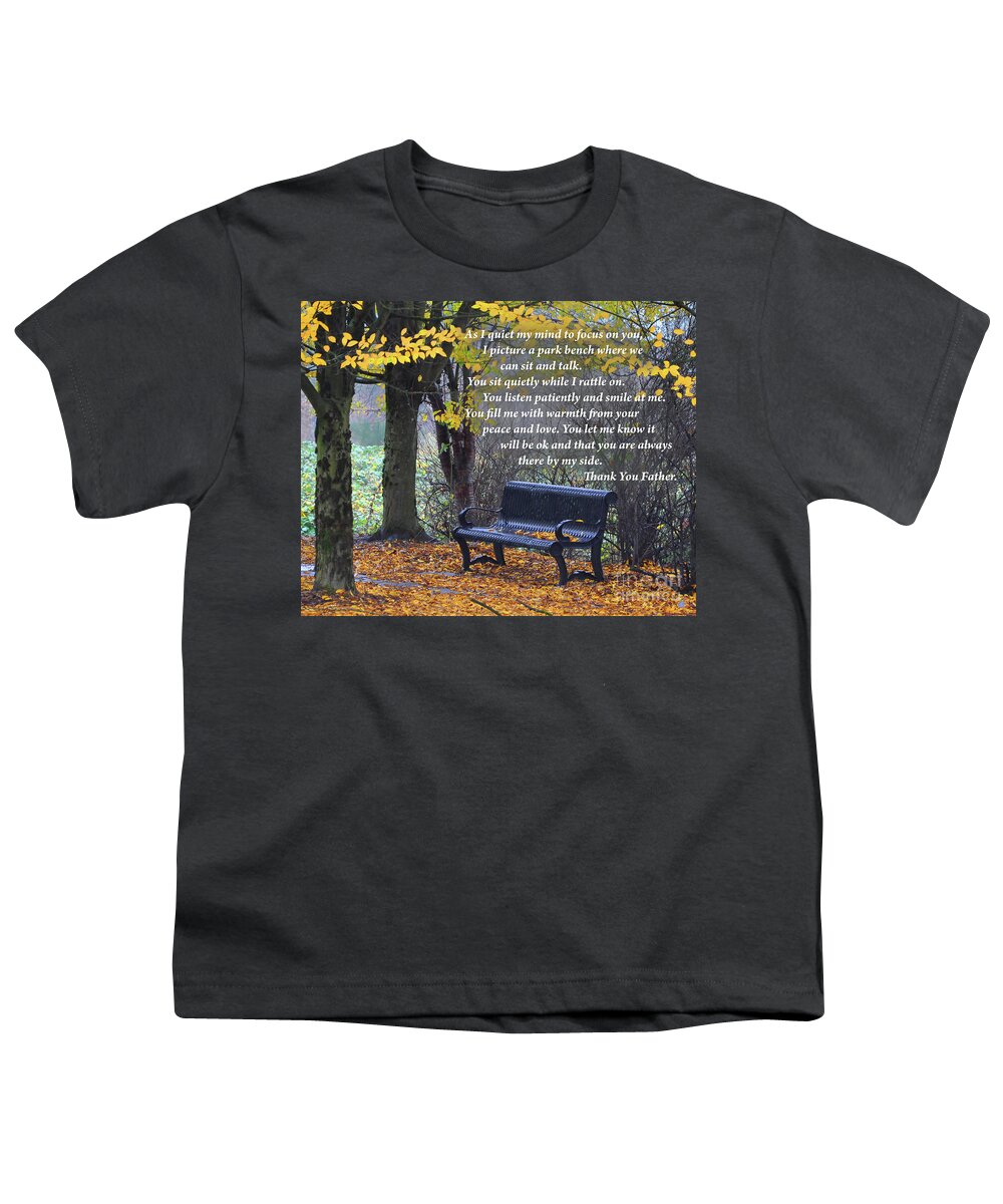 Park-bench Youth T-Shirt featuring the digital art Fall Bench by Kirt Tisdale