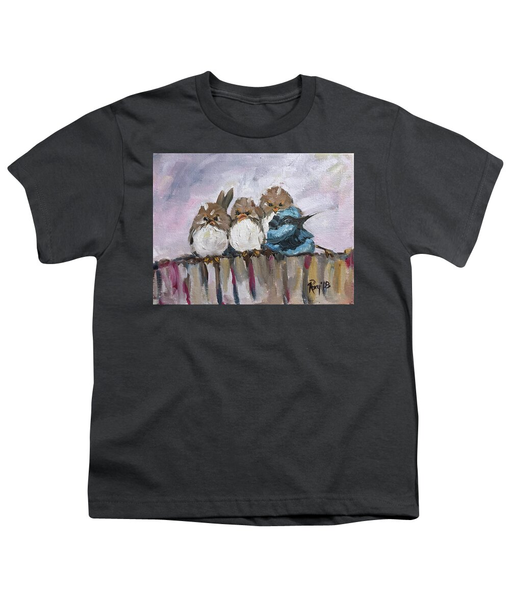 Grumpy Birds Youth T-Shirt featuring the painting Grumpy Morning by Roxy Rich