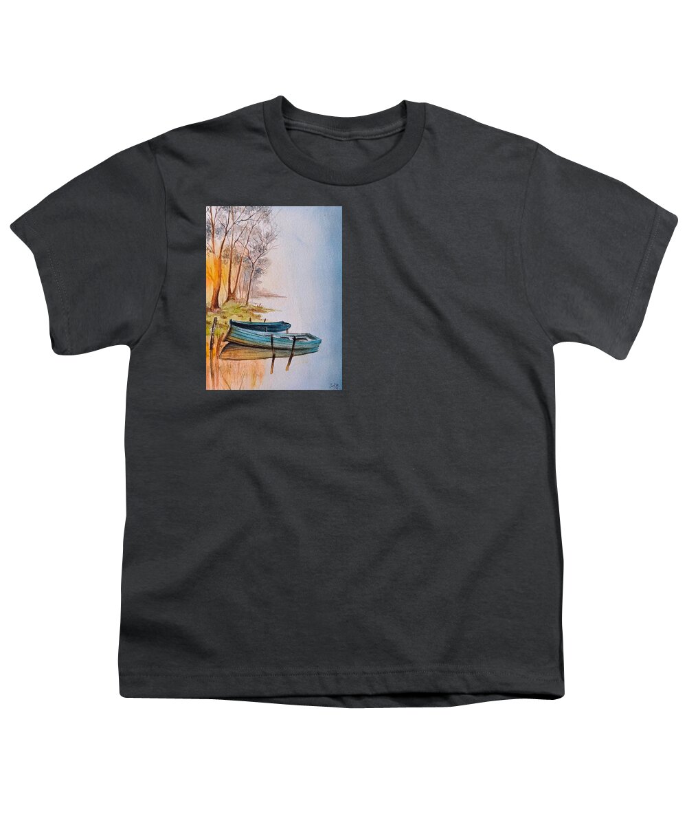 Watercolors Youth T-Shirt featuring the painting Stillness. by Carolina Prieto Moreno